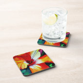 オレンジハイビスカス熱帯花の水彩画 コースター (右側)