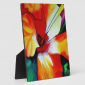 オレンジハイビスカス熱帯花の水彩画 フォトプラーク (側面)