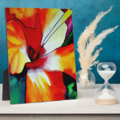 オレンジハイビスカス熱帯花の水彩画 フォトプラーク (側面)