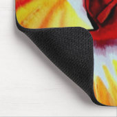 オレンジハイビスカス熱帯花の水彩画 マウスパッド (コーナー)