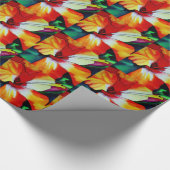 オレンジハイビスカス熱帯花の水彩画 ラッピングペーパー (角)