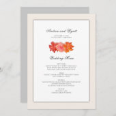 オレンジハイビスカス結婚ハワイアンのメニューテンプレート メニュー (正面/裏面)