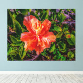 オレンジハイビスカス美しい キャンバスプリント (インサイチュ (ウッドフロア))