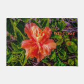 オレンジハイビスカス美しい ドアマット (正面)
