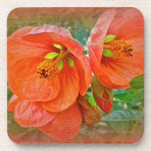 オレンジハイビスカス花 コースター (正面)