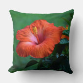 オレンジハイビスカス装飾用クッション クッション (正面)