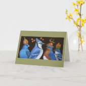 オレンジハットナイトカードに青の鳥 カード (黄色い花)