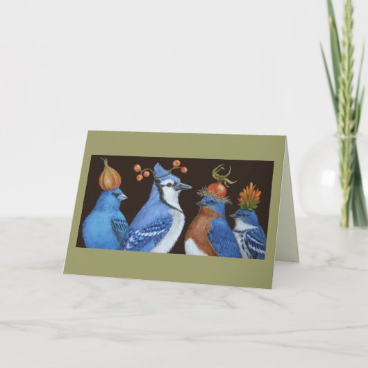 オレンジハットナイトカードに青の鳥 カード (正面)