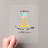 オレンジハット2ndバースデーキッズretroフローラブライトb アクリル招待状 (インサイチュ (ポータブル))