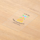 オレンジハット2ndバースデーキッズretroフローラブライトb アクリル招待状 (レイダウン)