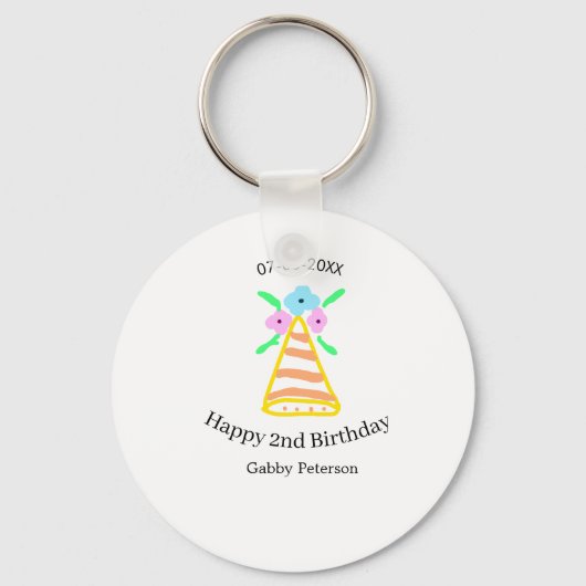 オレンジハット2ndバースデーキッズretroフローラブライトb キーホルダー (正面)