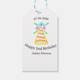オレンジハット2ndバースデーキッズretroフローラブライトb ギフトタグ