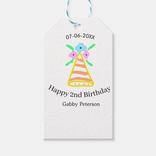 オレンジハット2ndバースデーキッズretroフローラブライトb ギフトタグ (正面)