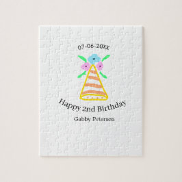 オレンジハット2ndバースデーキッズretroフローラブライトb ジグソーパズル