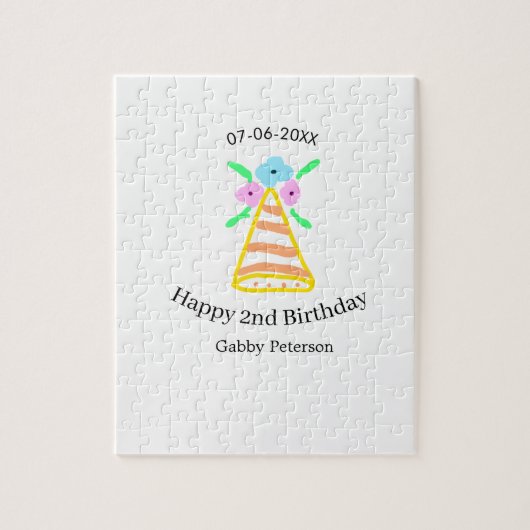 オレンジハット2ndバースデーキッズretroフローラブライトb ジグソーパズル (縦)