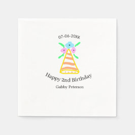 オレンジハット2ndバースデーキッズretroフローラブライトb スタンダードカクテルナプキン