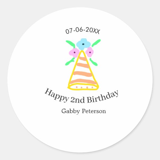 オレンジハット2ndバースデーキッズretroフローラブライトb ラウンドシール (正面)