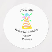 オレンジハット2ndバースデーキッズretroフローラブライトb ラベル (デザイン1)