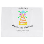 オレンジハット2ndバースデーキッズretroフローラブライトb ラージペーパーバッグ (裏面)