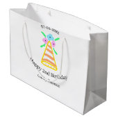 オレンジハット2ndバースデーキッズretroフローラブライトb ラージペーパーバッグ (裏面アングル)