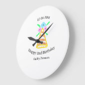 オレンジハット2ndバースデーキッズretroフローラブライトb ラージ壁時計 (傾斜)