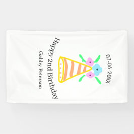 オレンジハット2ndバースデーキッズretroフローラブライトb 横断幕