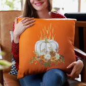 オレンジハッピーサンクスギビング秋のフローラカボチャ クッション