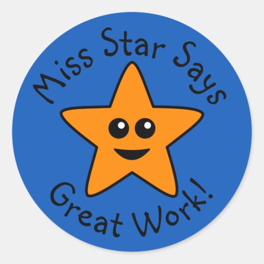 オレンジハッピースター素晴らしワークステッカー ラウンドシール (正面)