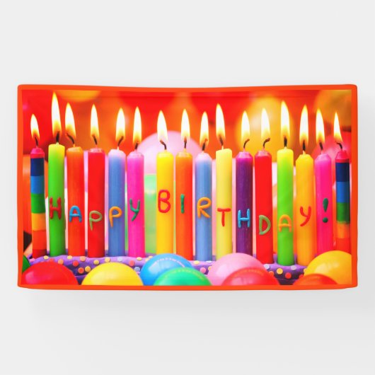 オレンジハッピーバースデー 横断幕 (横)