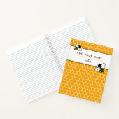 オレンジハニカムパターンミツバチ名モノグラム ノートブック (内部)