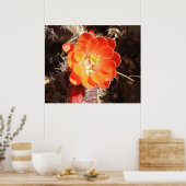 オレンジハリネズミのサボテンの花のポスター ポスター (キッチン)