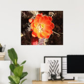 オレンジハリネズミのサボテンの花のポスター ポスター (ホームオフィス)