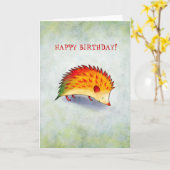 オレンジハリネズミの挨拶状(カスタマイズ可能な) カード (黄色い花)