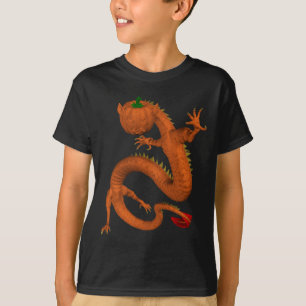 オレンジハロウィンのカボチャドラゴン Tシャツ