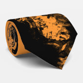 オレンジハロウィンのスカルの（ばちゃばちゃ）跳ねるのタイ ネクタイ (ロール)