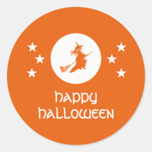 オレンジハロウィンの魔法をかけるステッカー ラウンドシール