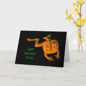 オレンジハロウィンカエル カード (黄色い花)
