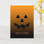 オレンジハロウィンカボチャ顔グリーティングカード カード (黄色い花)