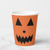 オレンジハロウィンジャック – O – ランタンパンプキン顔 紙コップ (正面)