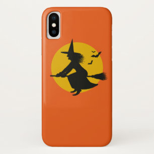 オレンジハロウィン飛んでいるウィッチ電話ケース iPhone X ケース