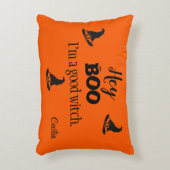 オレンジハロウィーンアクセントピロー上のHey Boo名 アクセントクッション (正面(垂直))