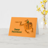 オレンジハロウィーンカエル カード (黄色い花)
