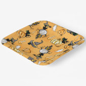 オレンジハロウィーンカボチャかわいい黒猫 ペーパープレート (傾斜あり)