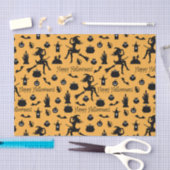 オレンジハロウィーンシルエット 薄葉紙 (クラフト)