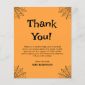 オレンジハロウィーンブライダルシャワーサンキューカード (正面)