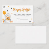 オレンジハロウィーンベビーシャワーおむつラッフル エンクロージャーカード (正面/裏面)