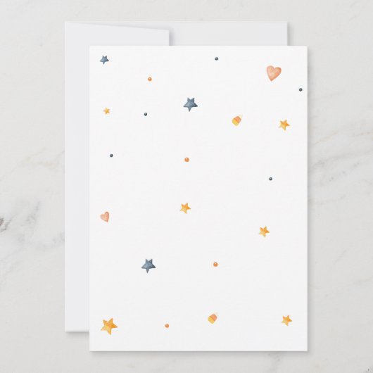 オレンジハロウィーン幽霊リトルブベビーシャワー 招待状 (裏面)