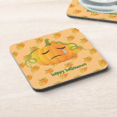 オレンジハロウィーン悲しいカボチャのシームレスなパターン コースター (左側)