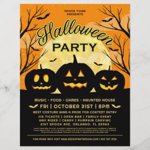 オレンジハローウィンパーティブラックパンプキンスイベント チラシ