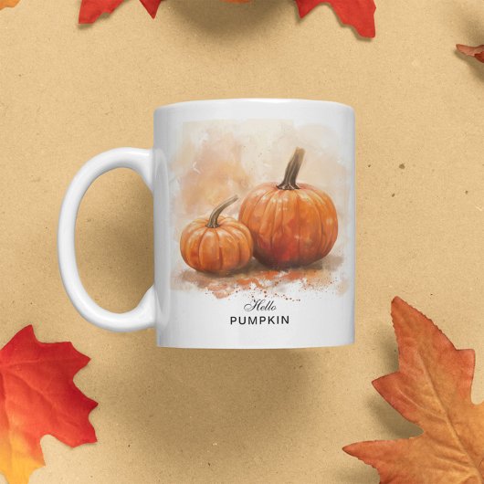 オレンジハローパンプキンウォーターカラーハロウィーンシーズン マグカップ